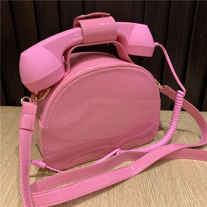 Sac téléphone fille mignon rose avec design rétro combinant sac à main et téléphone vintage