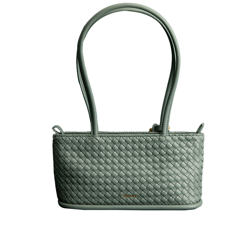Sac en peau de vache femme vintage tressé vert avec bandoulière longue par Liaisondirecte com