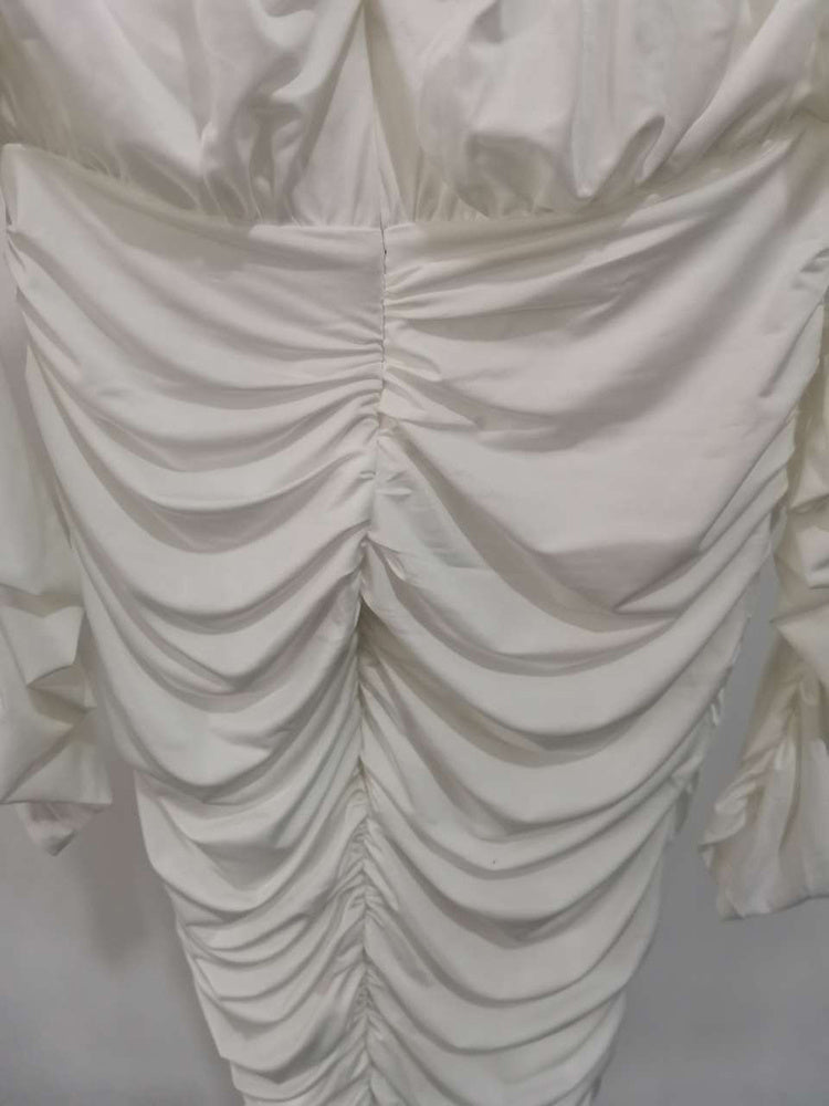 Robe élégante en soie glacée pour femme avec plissé et fronces pour soirée