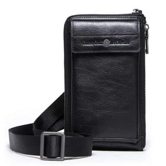 Sacoche homme cuir cheval noire de Liaisondirecte.com avec bandoulière réglable et fermeture zippée